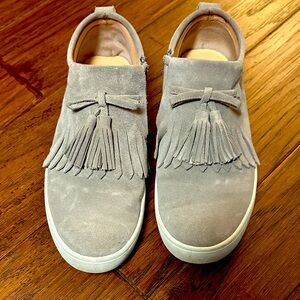 Kate Spade Gray Suede Fringe Sneakers